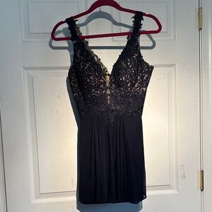 Faviana Navy Lace Mini Dress